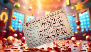 Song thủ lô lottery ticket with numbers in an exciting lottery drawing studio setting.