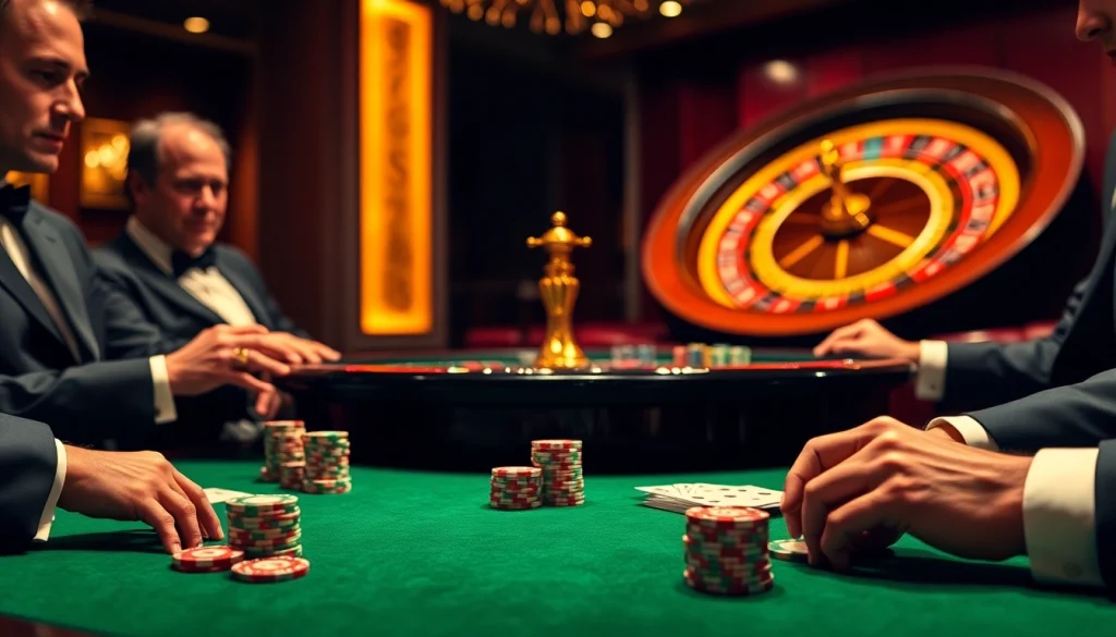 Engaging poker game scene featuring players at https://78win.sh/ with vibrant casino elements and high-stakes atmosphere.