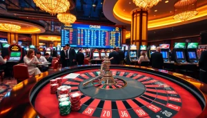 Engage in thrilling games at Nhà cái ONE88, showcasing casino tables and vibrant betting action.