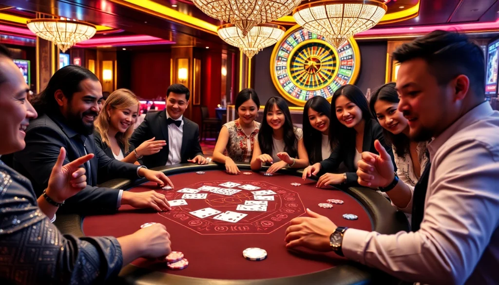 Exciting gameplay at lu88.cn.com with vibrant casino elements like poker chips and roulette wheel.