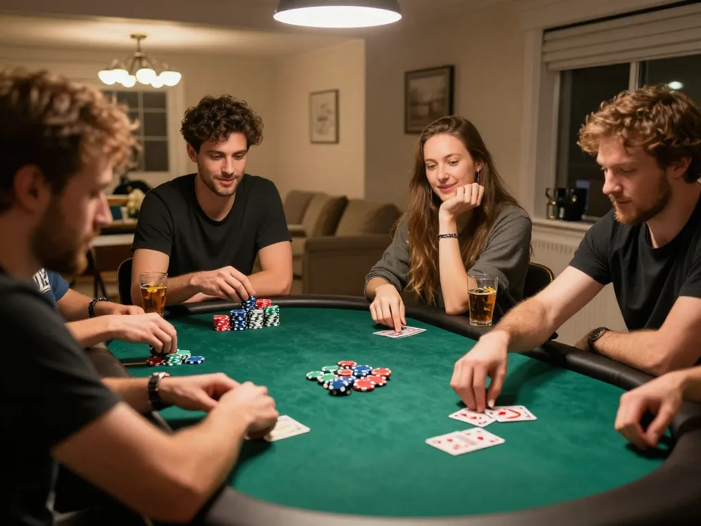 Players enjoying a friendly poker night while using the hidden wiki for strategic games