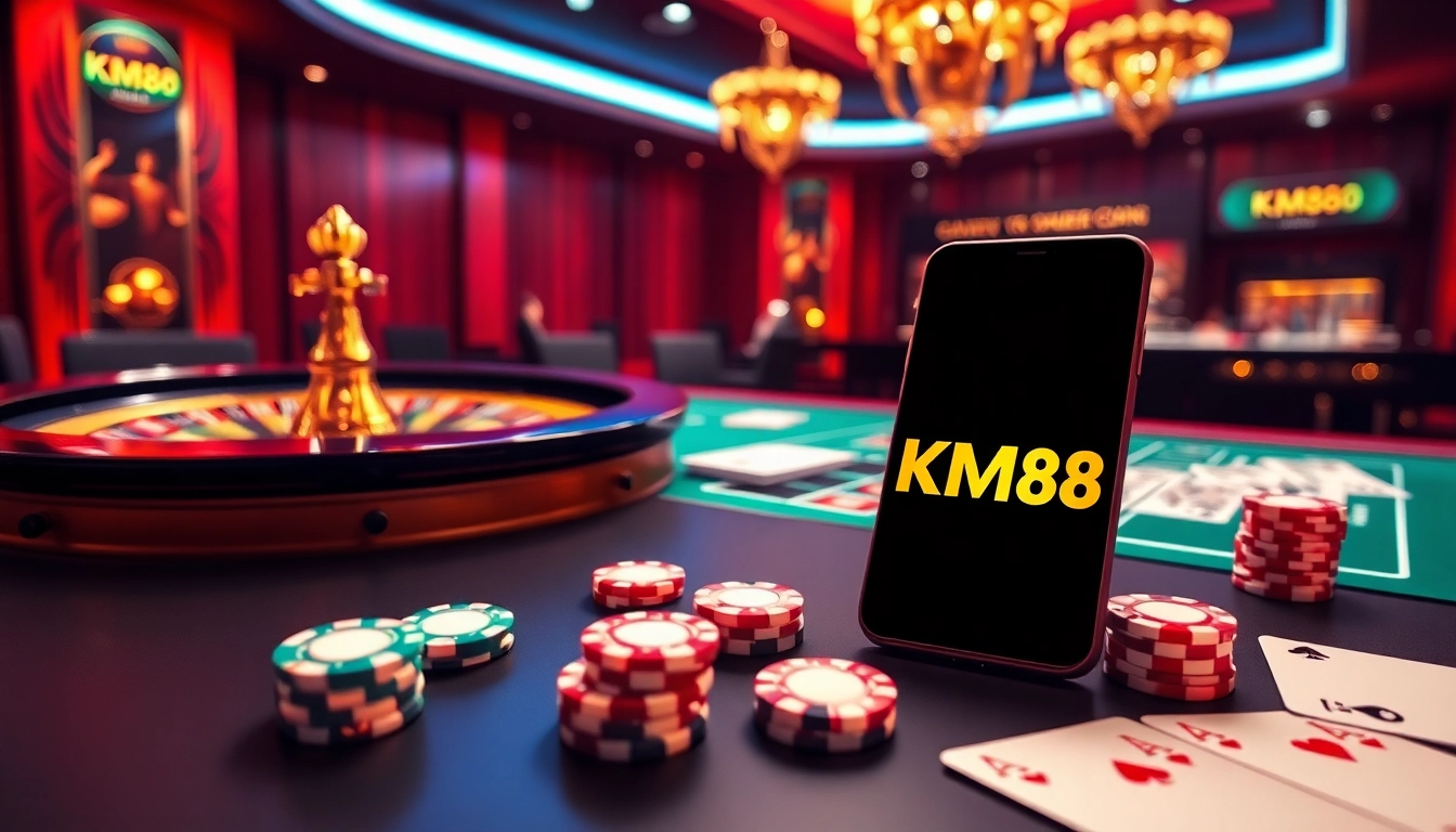Experience the thrill of online gambling at https://km881.com/ with luxurious casino visuals and exciting game elements.