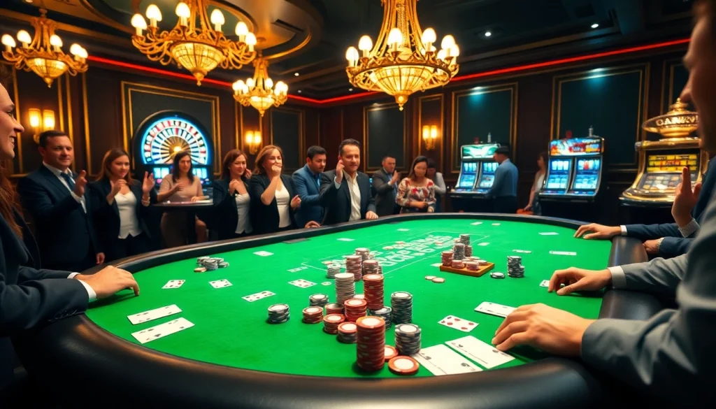 Experience thrilling gambling action at FC88 with vibrant poker tables and exciting slot machines.