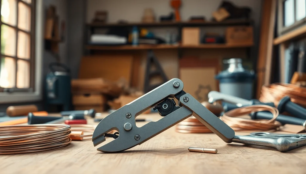 Hochwertige Tenaze zum Schneiden von Draht in einem professionellen Arbeitsplatz mit Kupfer- und Aluminiumschienen.