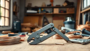 Hochwertige Tenaze zum Schneiden von Draht in einem professionellen Arbeitsplatz mit Kupfer- und Aluminiumschienen.