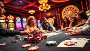 Engage in thrilling poker action at 88VV's luxurious casino tables with vibrant chips and cards.