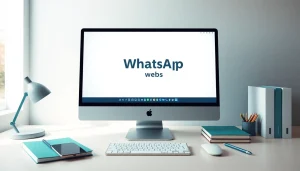 WhatsApp Web displayed on a modern desktop setup, symbolizing efficient communication.