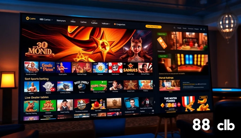 88clb online casino interface featuring diverse games and secure transactions