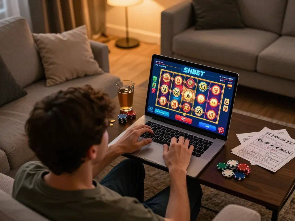 Player engaging with SHBET app on mobile for an exciting online casino gaming experience