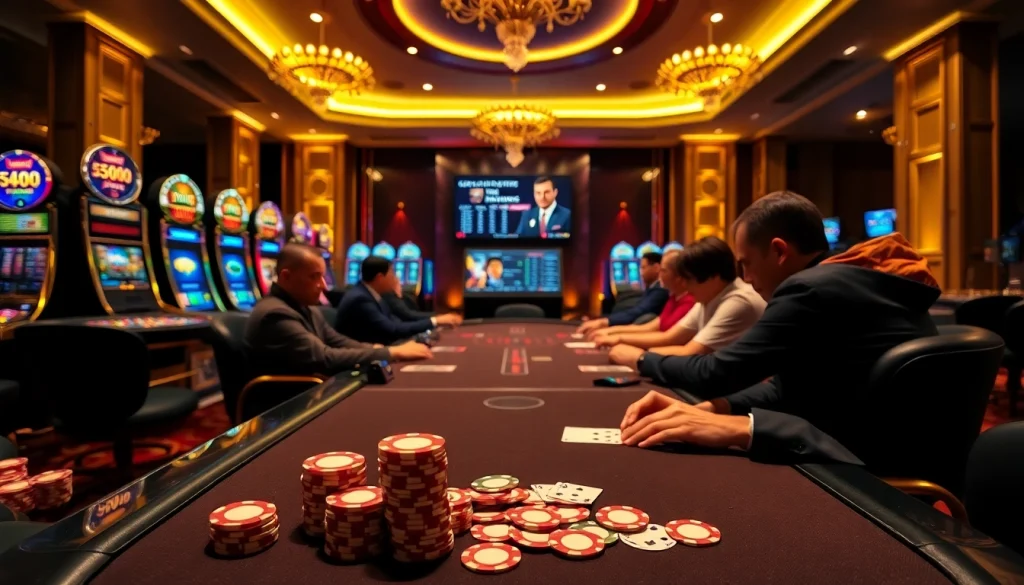 Engage in thrilling gaming action at vb88.channel with poker players and vibrant table games.