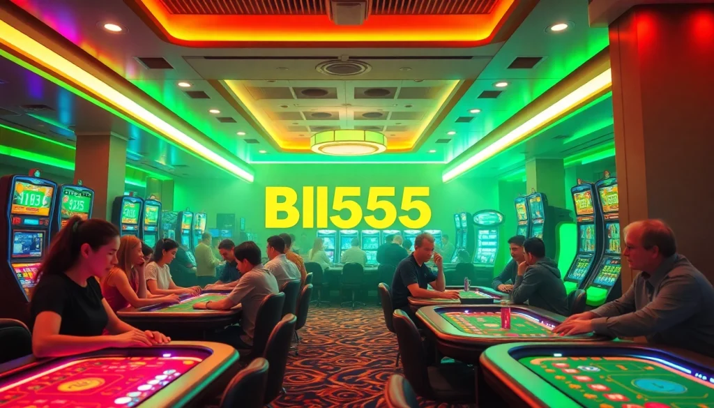 Experience the excitement of Bl555 casino with vibrant gaming and diverse players in a modern setting.