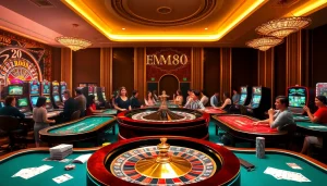Experience the thrilling world of mm88 with energetic gaming action at elegant casino tables.