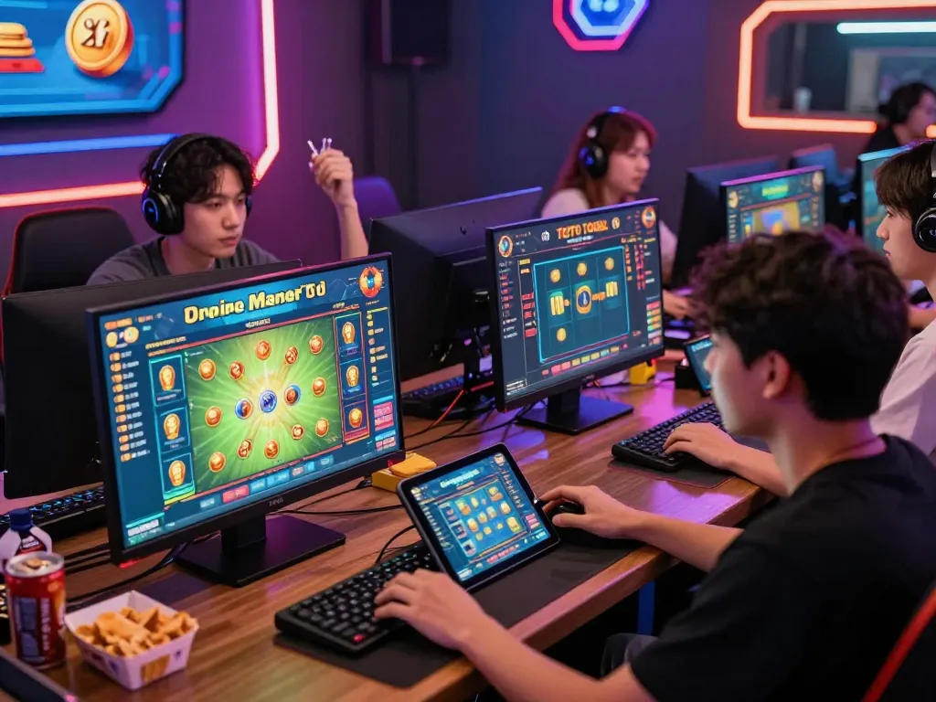 Engaged players strategizing in a vibrant Toto Togel online gaming environment.