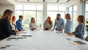 Start a residential architecture project with architects collaborating in a modern office.