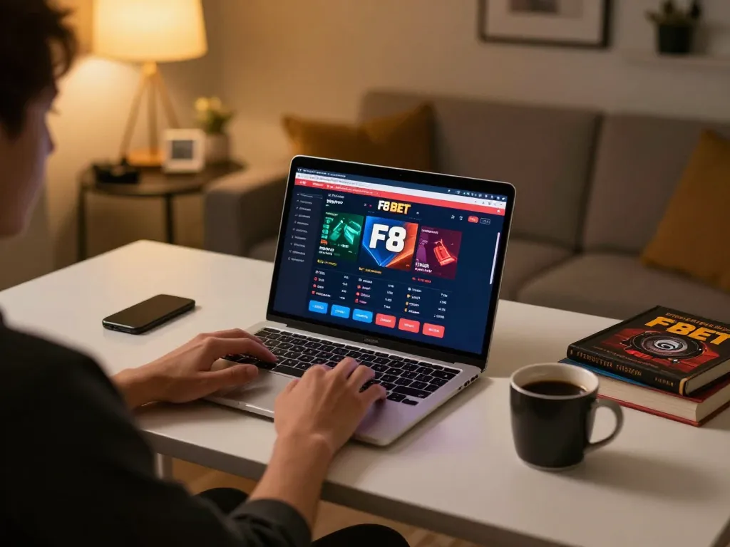 Engaged player strategizing with F8 BET online casino interface during a focused gaming session.