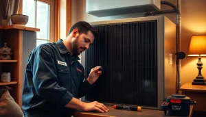 HVAC technician assesses a Trane Canada heating system, ensuring quality and comfort in the home.