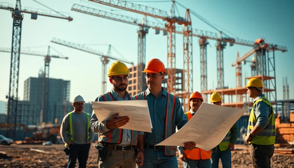 Workers showcasing tennessee construction news in a bustling construction site in Tennessee.