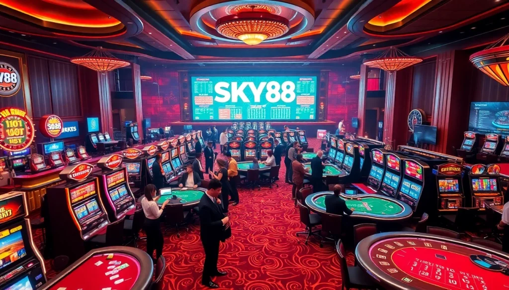 Experience the elegance and excitement of SKY88 at a vibrant casino with engaging games.