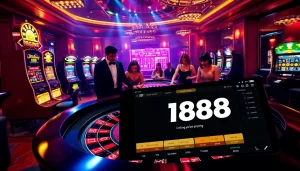 Excited gamblers placing bets at a luxury casino featuring F168 brand elements.