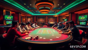 High-stakes gaming action at 68VIP.COM poker table showcasing excitement and strategy.