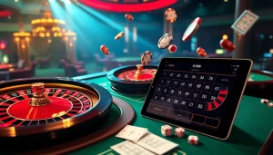 Experience online gambling excitement at sv388 with vibrant casino elements like roulette and poker.