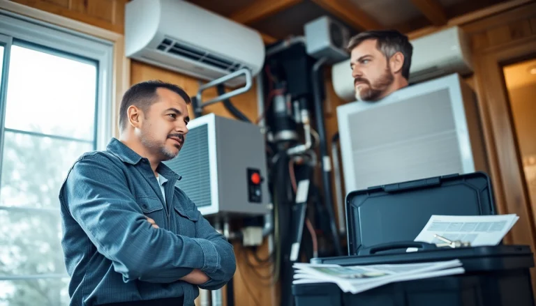 Detailing what does a home warranty cover for HVAC systems with technician examining units.
