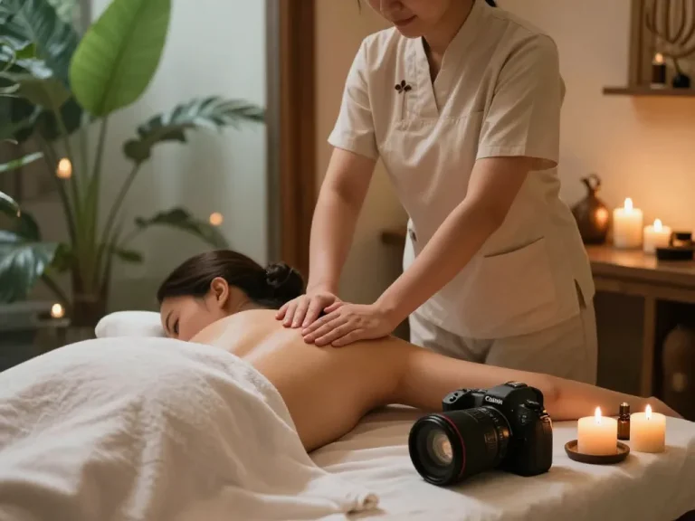 Relaxing 부전동마사지 session in a serene spa with soothing ambiance and warm lighting.