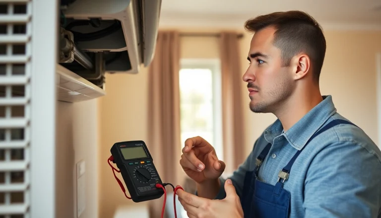 HVAC Repair Tampa expert diagnosing air conditioning unit at home.