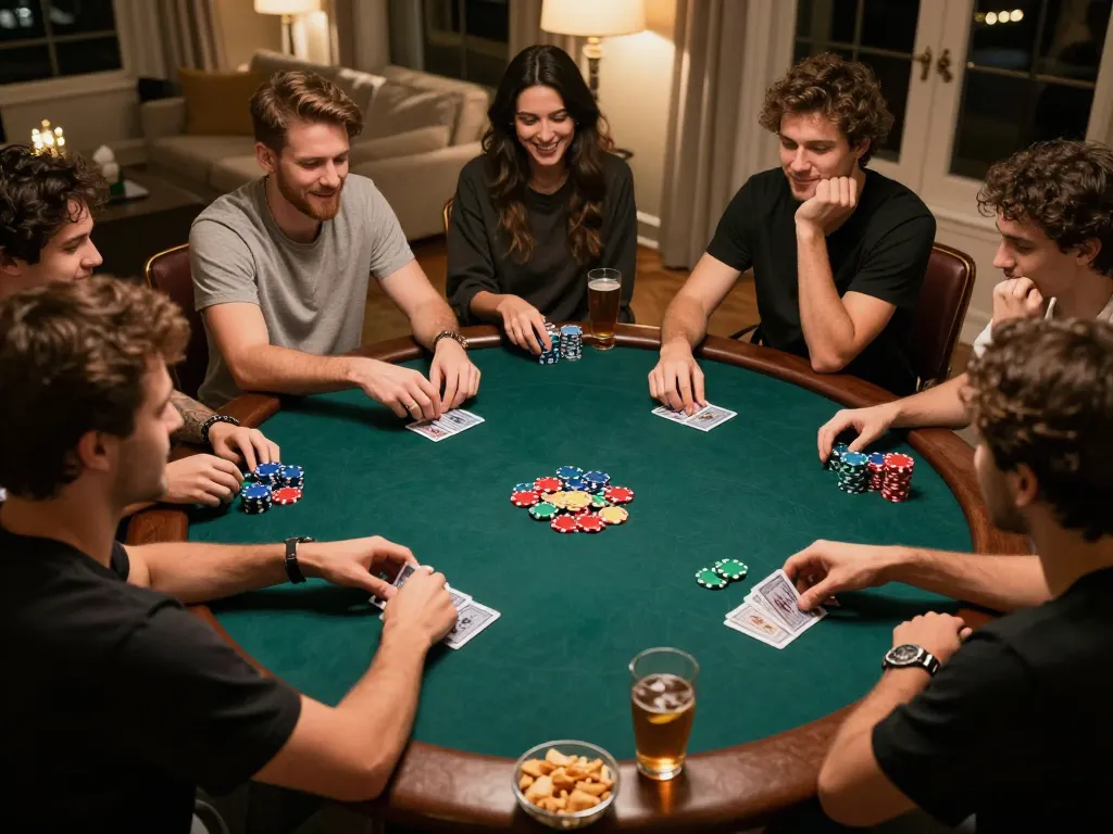 Engaging poker game at home captures the excitement and camaraderie of rokok88