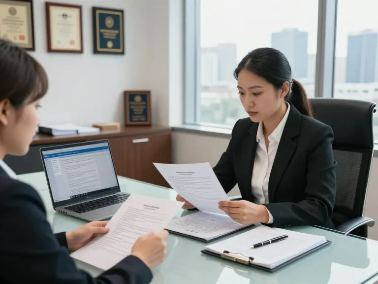 Alexandria Personal Injury Lawyer discussing case details with a client in a modern office setting.
