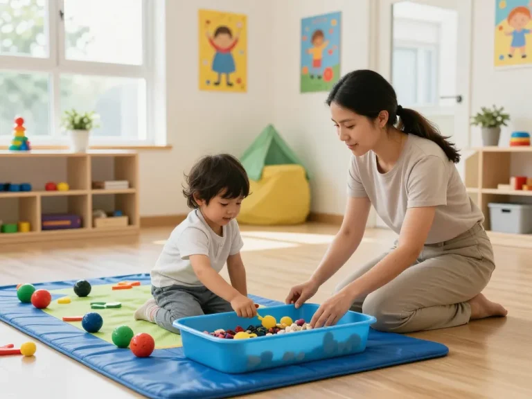 Engaging child therapy session at Advantage Therapy highlighting sensory gym activities that foster growth and development.