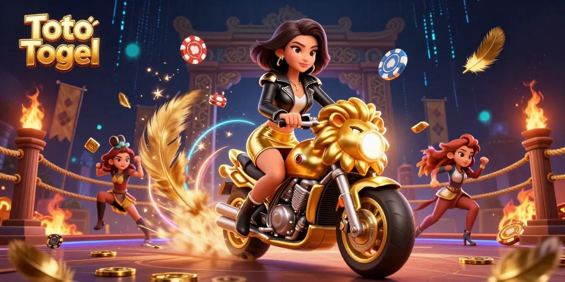 Toto Togel: Win thrilling bets with the glamorous rider on a golden lion in an exciting casino scene