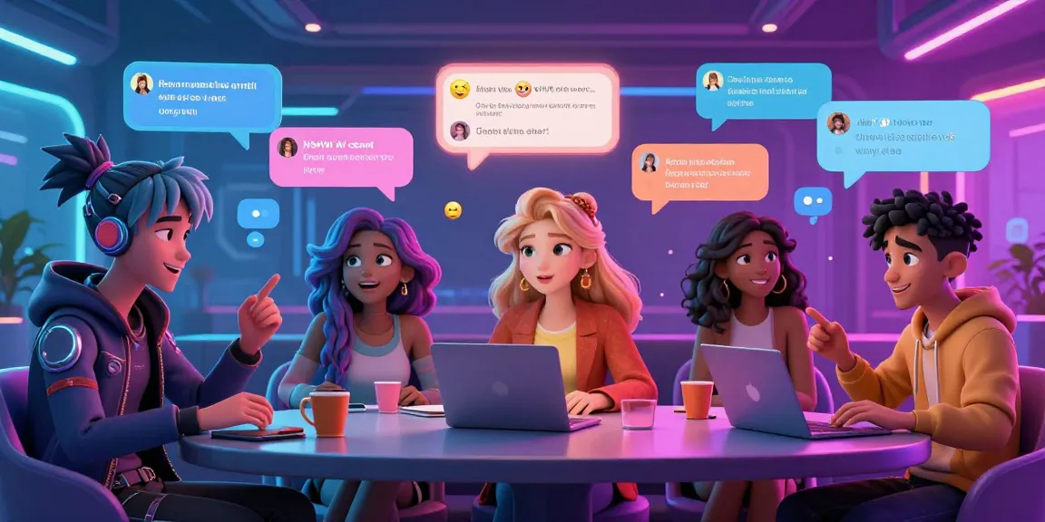 Engaging nsfw ai chat environment with diverse animated characters and vibrant digital interface.
