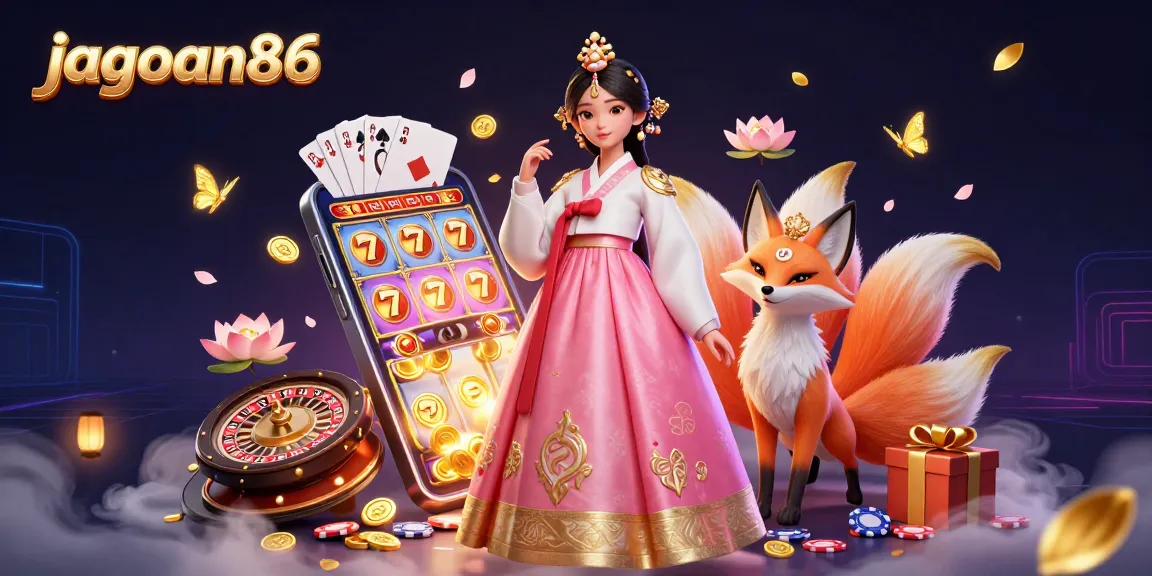 Experience exciting wins with jagoan86 in a vibrant 3D casino illustration highlighting lucky elements.