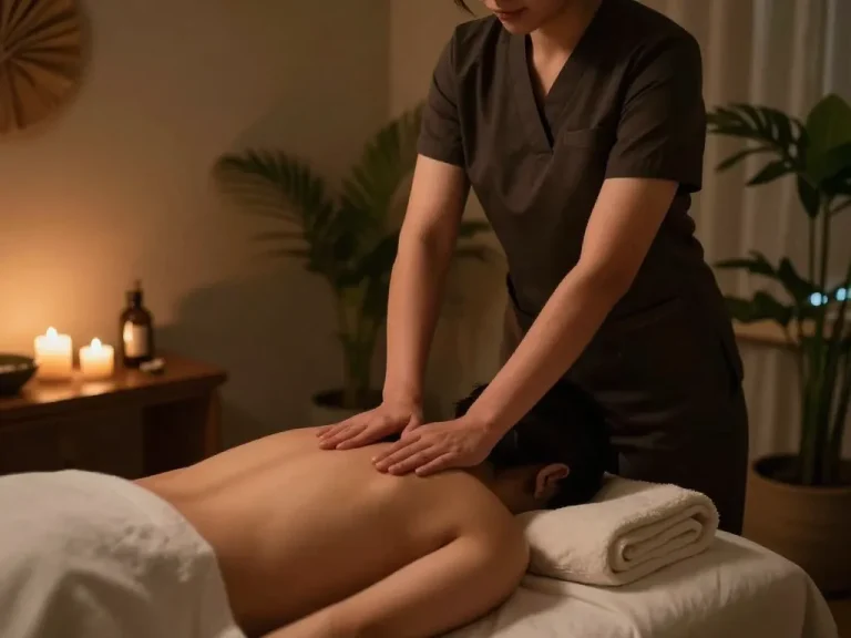 Swedish massage therapy session, promoting relaxation and well-being through massage techniques.
