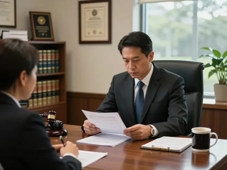 Tampa criminal defense lawyer consulting with a client in a stylish law office.