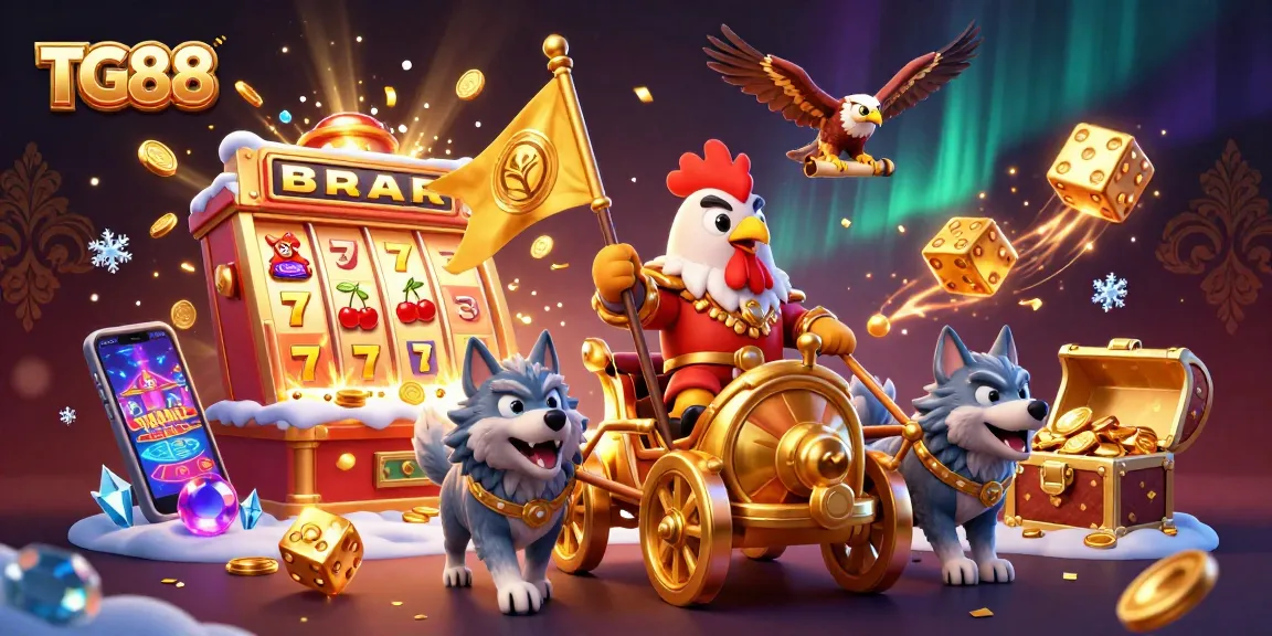 Win big at TG88 with exciting casino adventures featuring slot machines, vibrant symbols, and festive atmosphere.