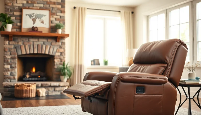Relax and enjoy the comfort of a luxurious leather lift recliner in a cozy living room setting.