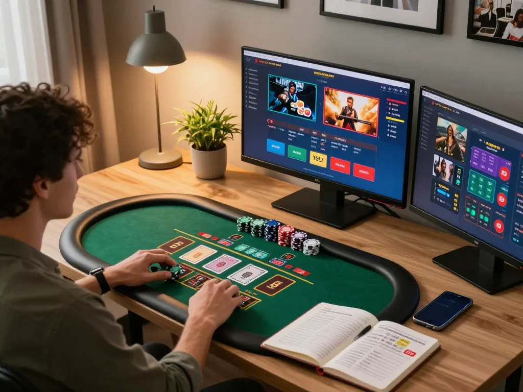 Engaging in online blackjack gameplay at home with a focus on bj886 strategies and betting tips.