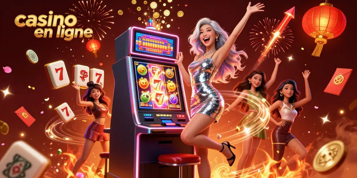 Célébrez sur le casino en ligne avec une victoire impressionnante à la machine à sous présentant des rouleaux étincelants et des éléments festifs.