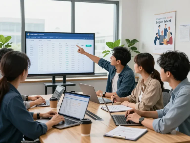 Team collaborating on group buy seo tools analysis in a modern office environment.