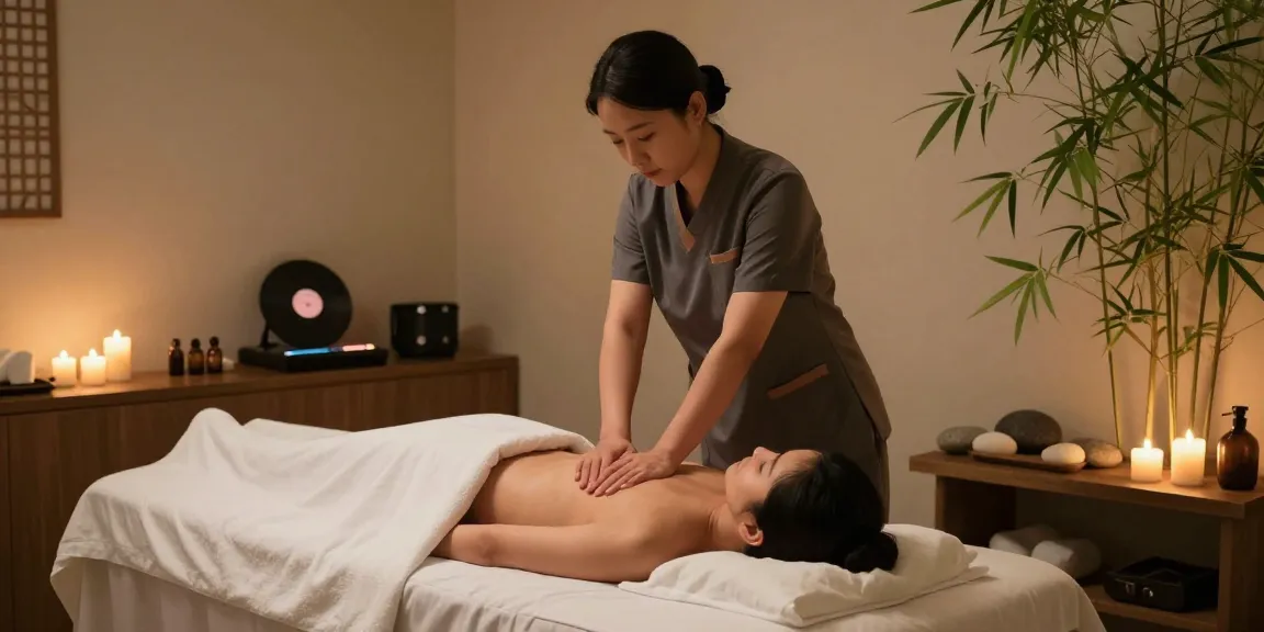 부산스웨디시 마사지 중인 전문가와 편안한 치료 공간의 모습