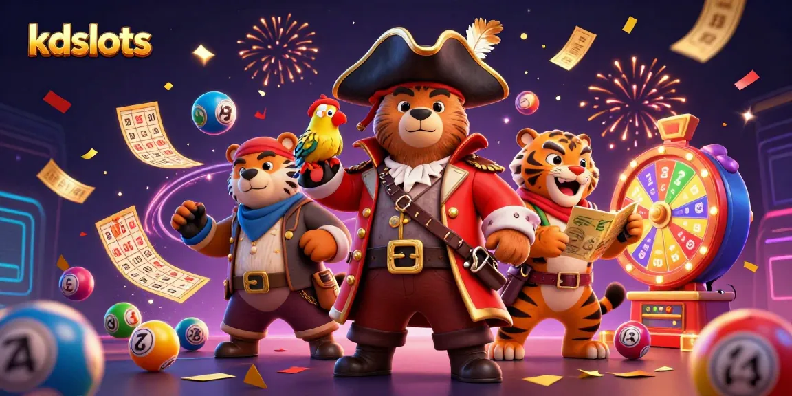 Experience thrilling wins at kdslots with vibrant slot characters and casino elements.