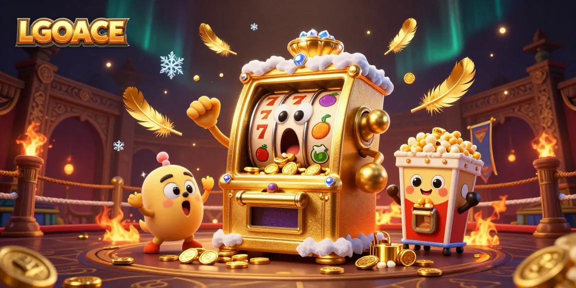 LGOACE slot machine winning jackpot as smaller slot machines cheer, highlighting exciting gambling atmosphere