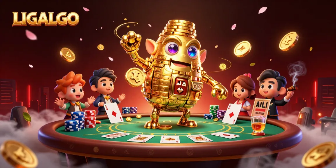 Engage in exciting gameplay at LIGALGO with an ancient golden golem surrounded by casino elements.