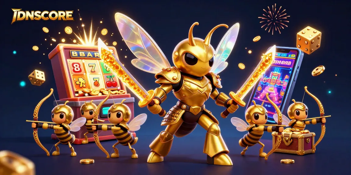 IDNSCORE's colorful online gaming experience sparks winning excitement with dynamic characters and slot machine action.