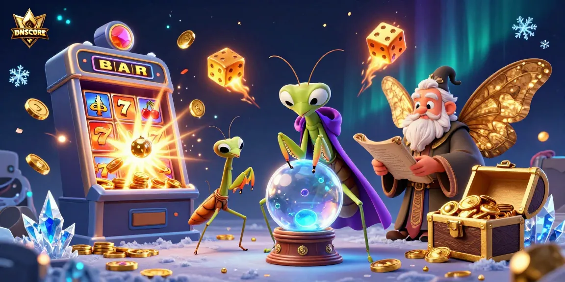 Engage with IDNSCORE's vibrant casino world through this rich 3D illustration filled with slot elements.