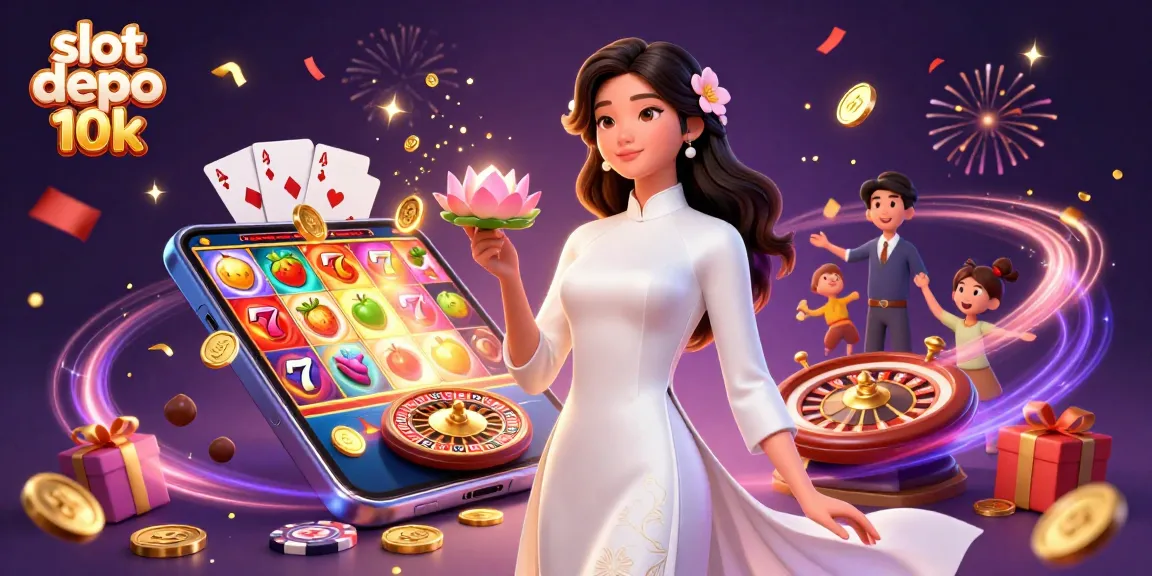 Experience thrilling slot actions with slot depo 10k featuring a captivating Asian casino scene.