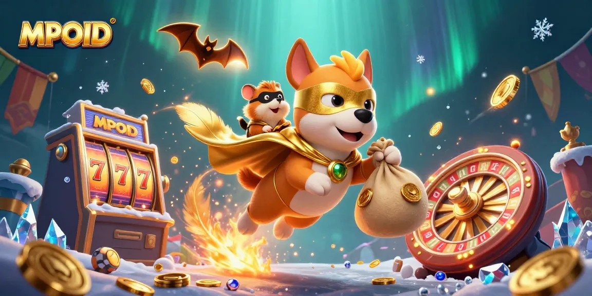 Experience thrilling gameplay on MPOID with vibrant slot reels and gold coins illuminating the scene.