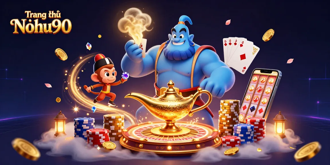 Win big with Trang chủ Nohu90's vibrant jackpot scene featuring magical elements and iconic casino symbols.